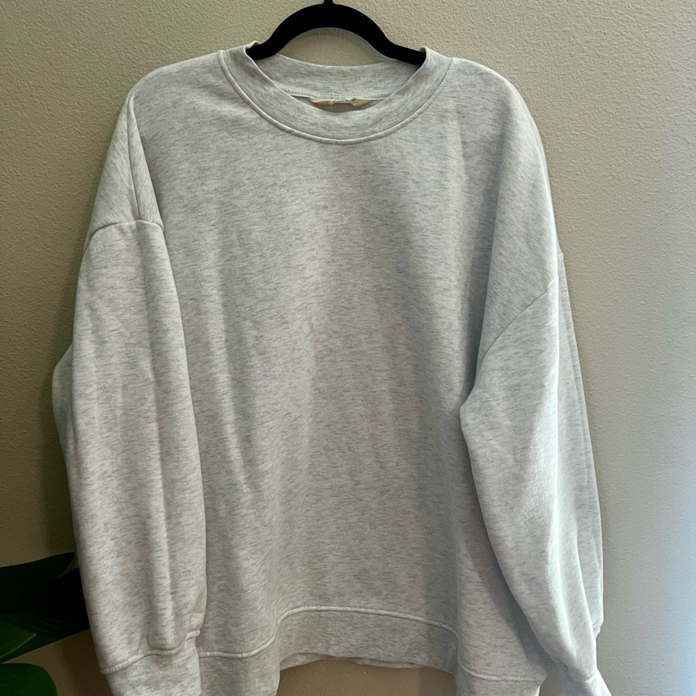 Primark Gray Crew Neck Sweater Relaxed Fit Cotton Blend
